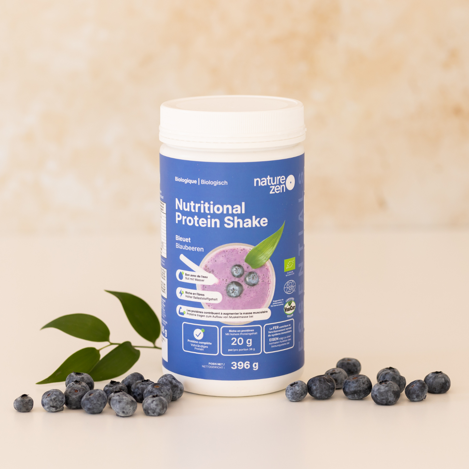 Organic Vegan Nutritional Protein Shake Powder | Nature Zen Essentials  -  Blueberry