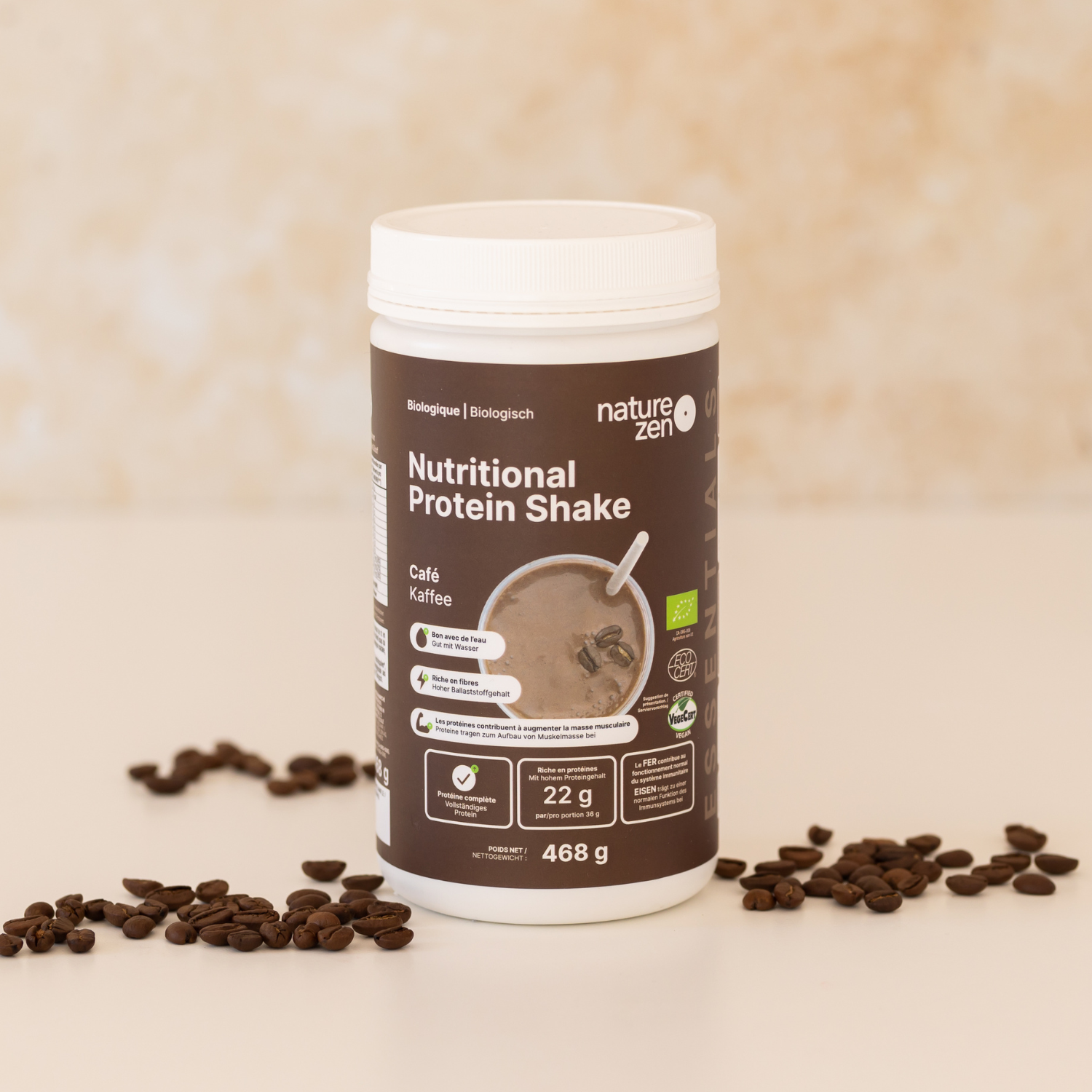 Organic Vegan Nutritional Protein Shake Powder | Nature Zen Essentials - Coffee