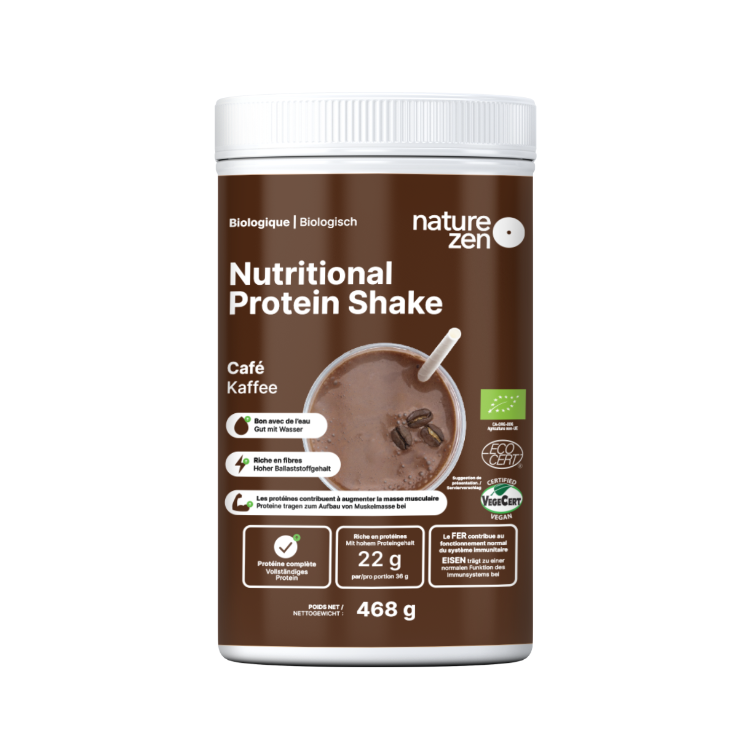 Bio Veganes Nährstoff-Proteinshake-Pulver | Nature Zen Essentials - Kaffee