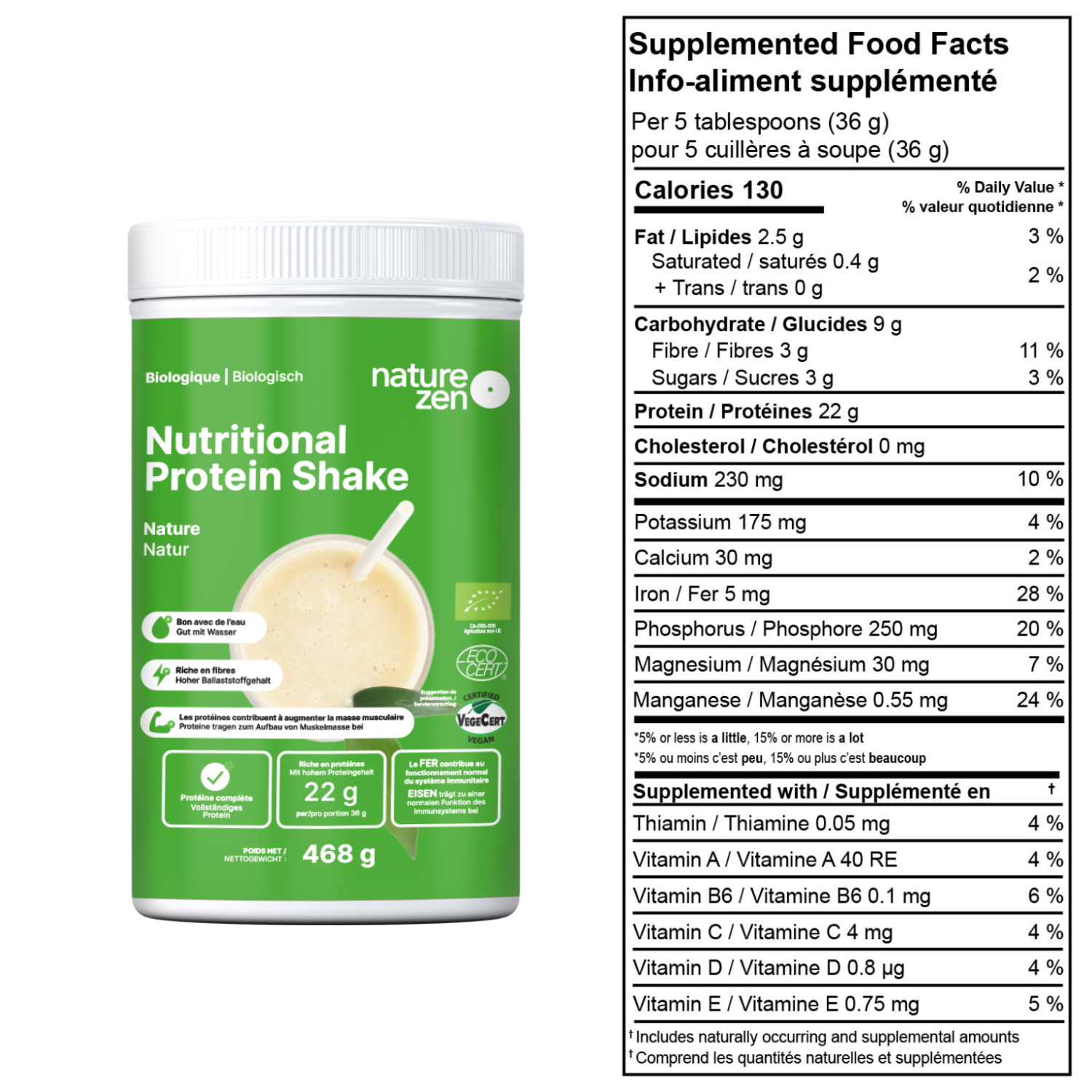 Boisson nutritionnelle protéinée en poudre biologique &amp; vegan | Nature Zen Essentials - Nature