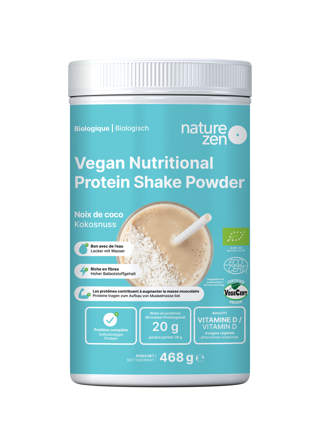 Bio Veganes Nährstoff-Proteinshake-Pulver | Nature Zen Essentials - Kokosnuss