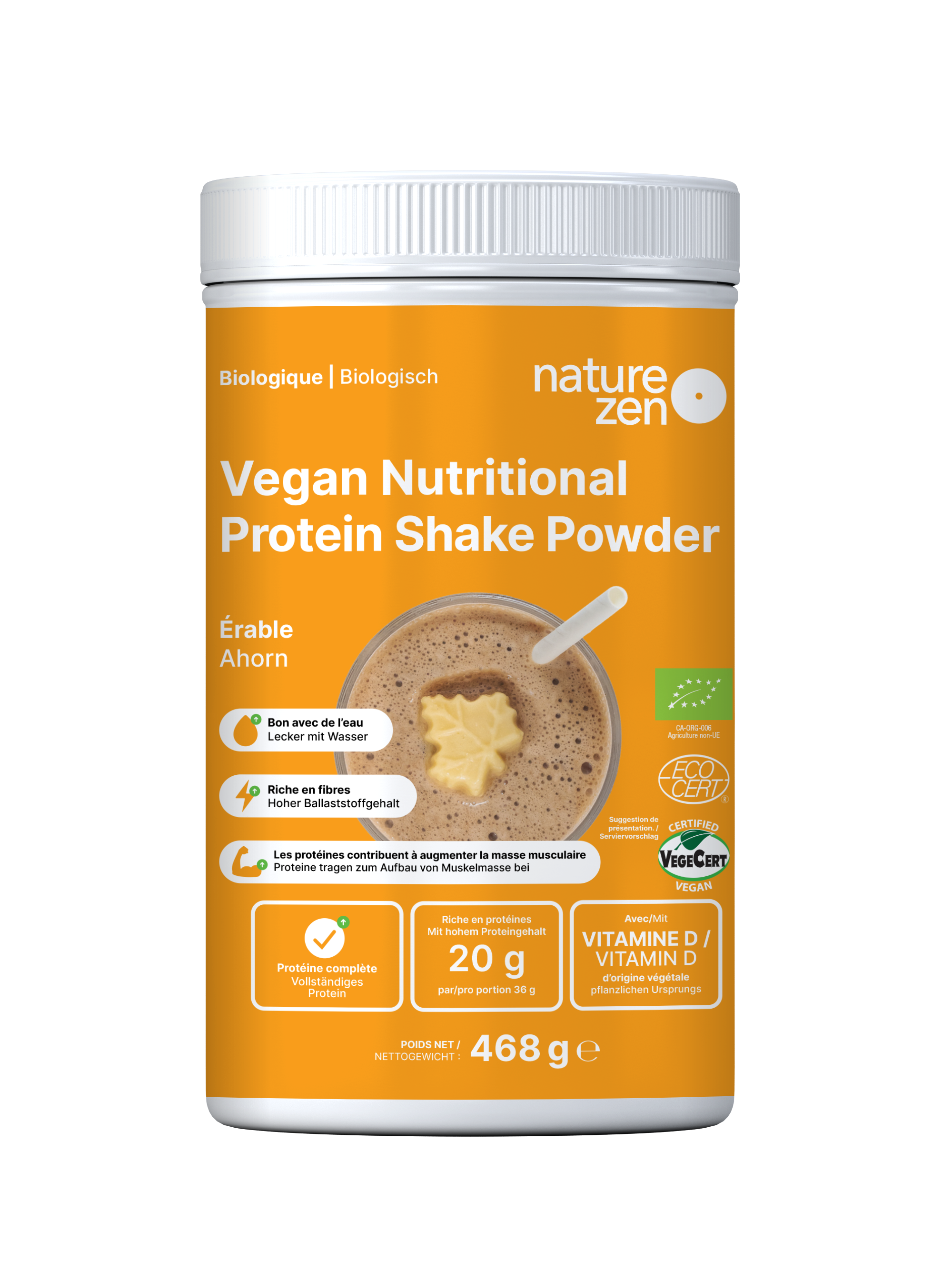 Organic Vegan Nutritional Protein Shake Powder | Nature Zen Essentials - Maple