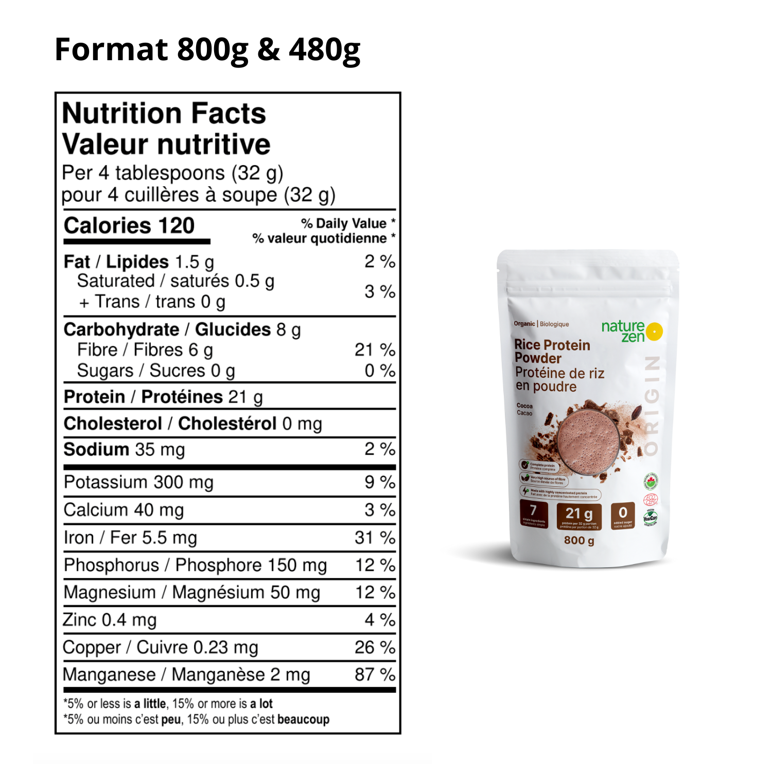 Nature Zen Origin - Organic Rice Protein Powder - Cacao