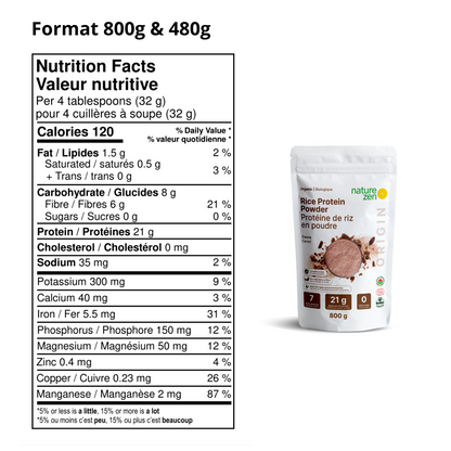 Nature Zen Origin - Organic Rice Protein Powder - Cacao