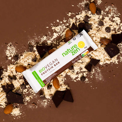 Nature Zen Organic Vegan Protein bars - Chocolate [New Recipe] bars almond