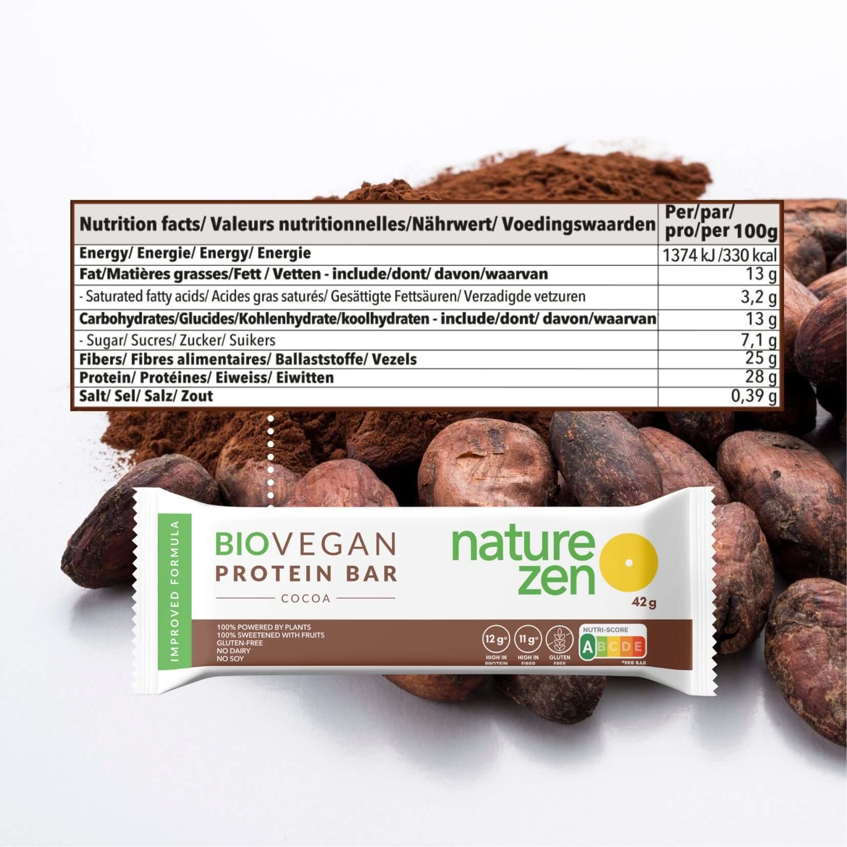 Nature Zen Organic Vegan Protein bars - Chocolate [New Recipe] bars