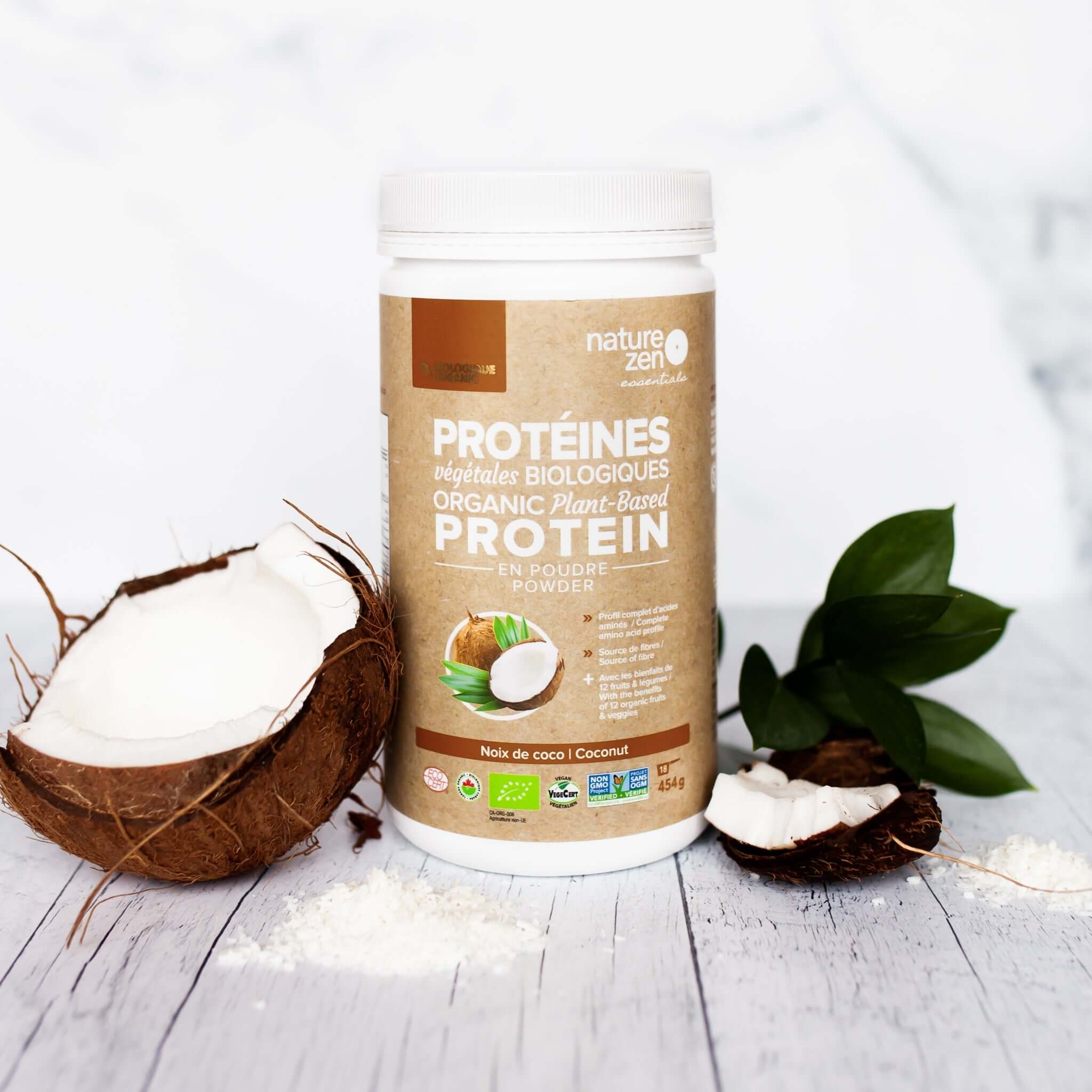 Nature Zen Essentials - Organic Plant-Based Coconut Protein Powder (454g) real coconut