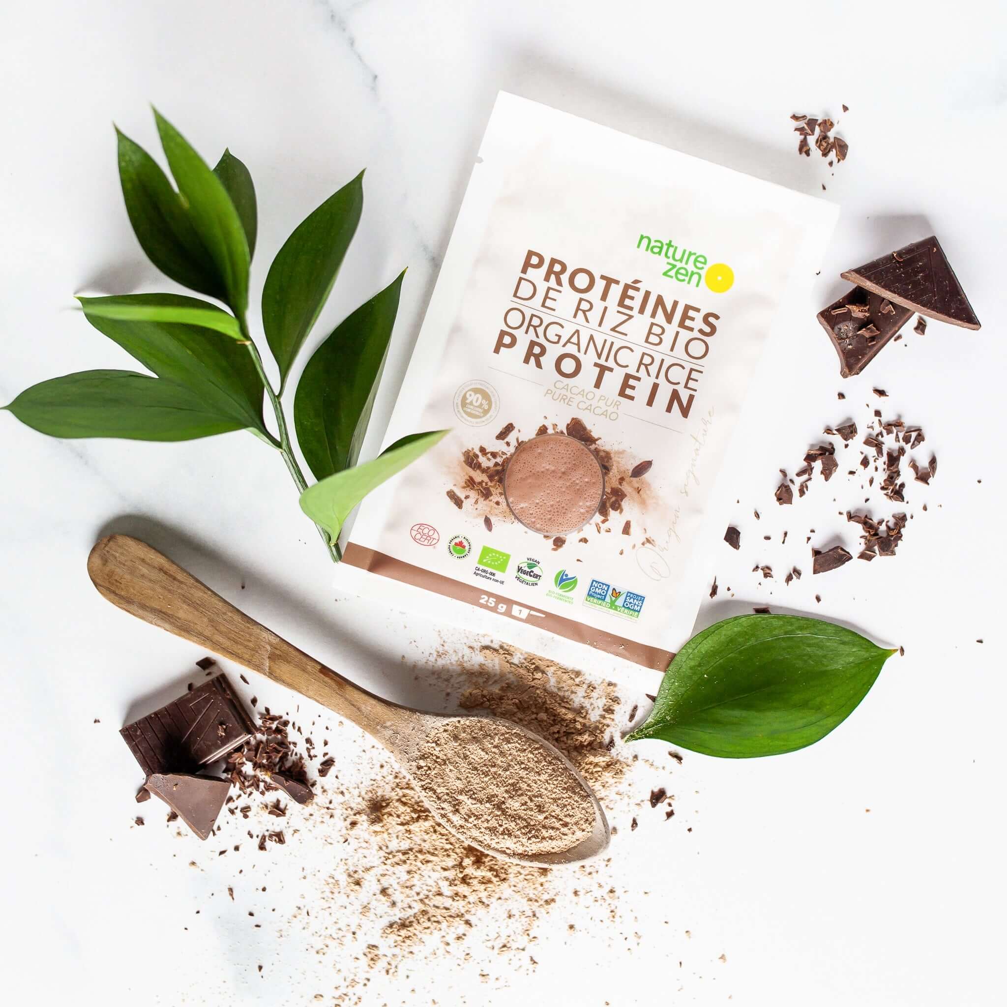 Nature Zen Origin - Organic Rice Protein Powder - Cacao (25g) spoon