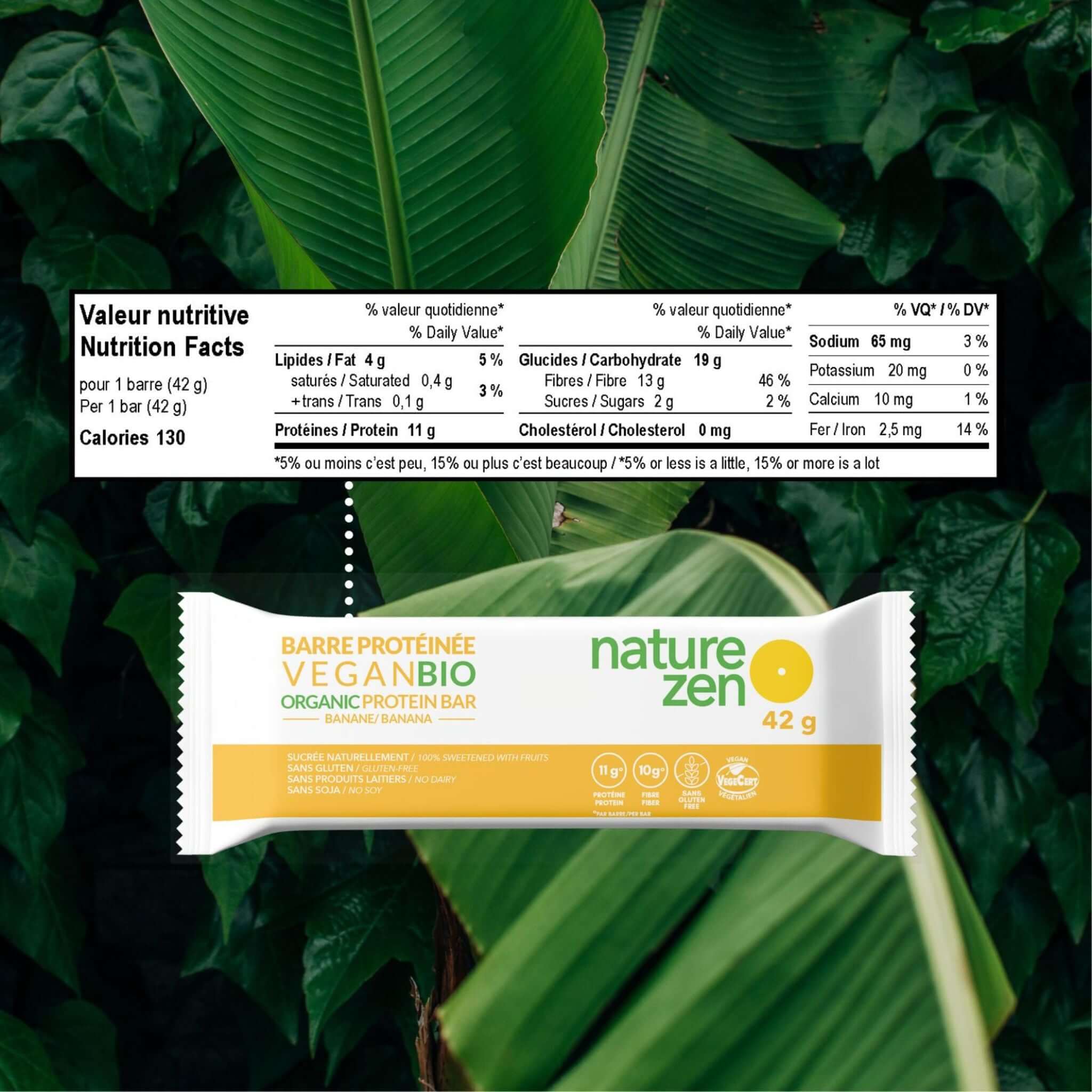 Nature Zen Organic Vegan Protein bars - Banana [New Recipe] Bars