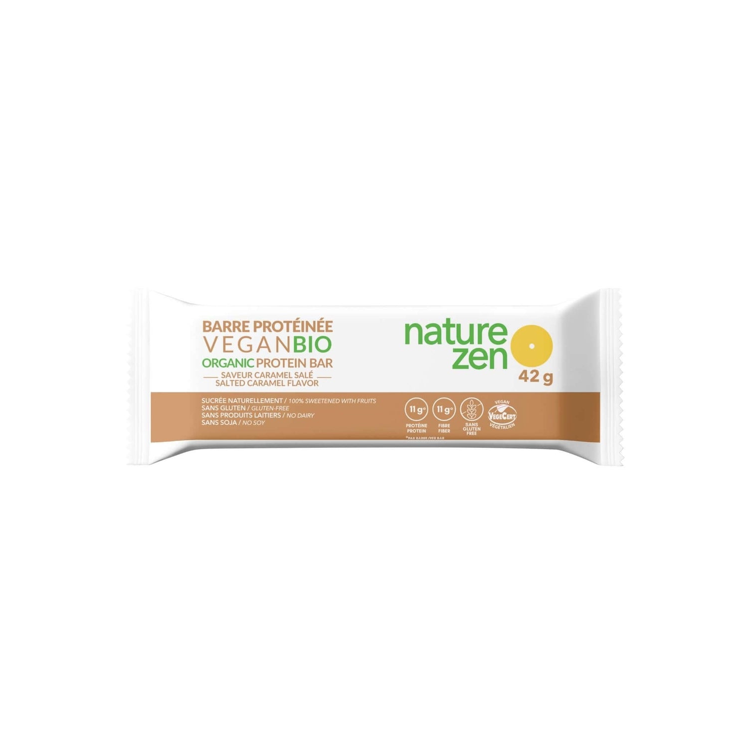 Nature Zen Organic Vegan Protein bars - Salted Caramel bar [New Recipe]