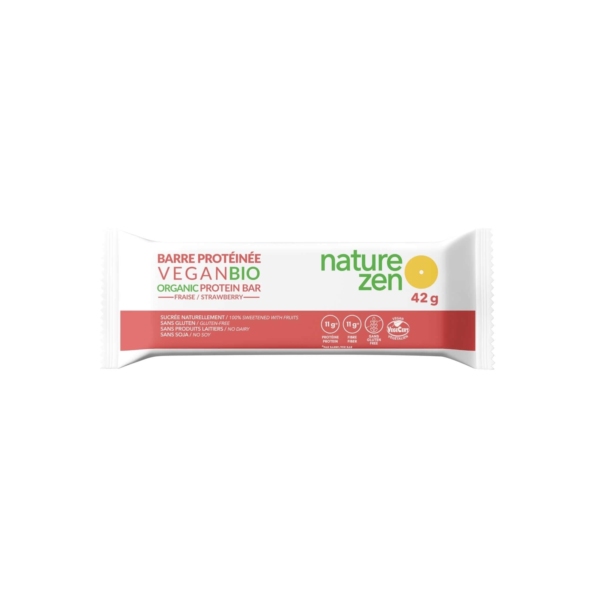 Nature Zen Organic Vegan Protein bars - Strawberry protein bar (white)