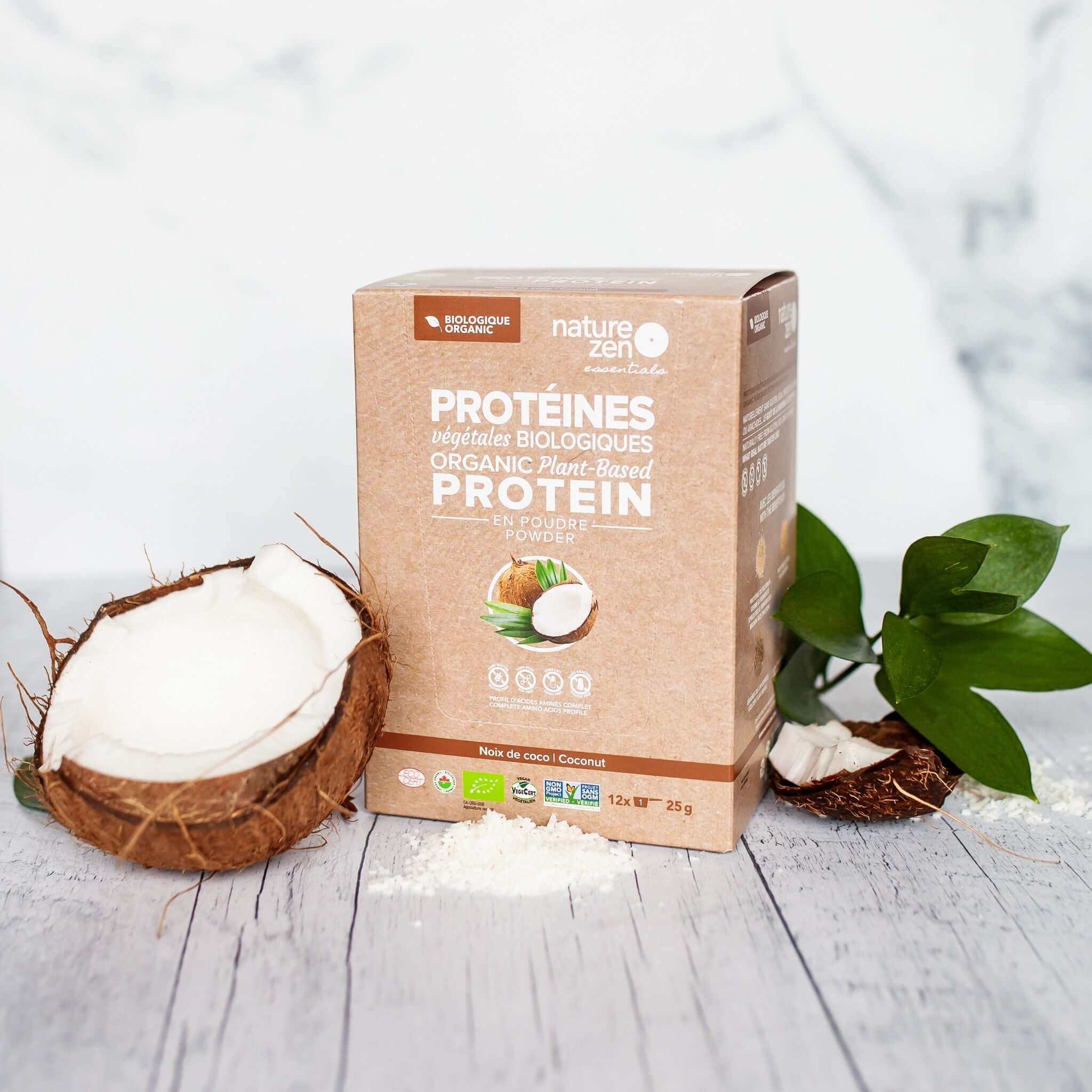 Nature Zen Essentials - Organic Plant-Based Coconut Protein Powder (travel box with coconut)