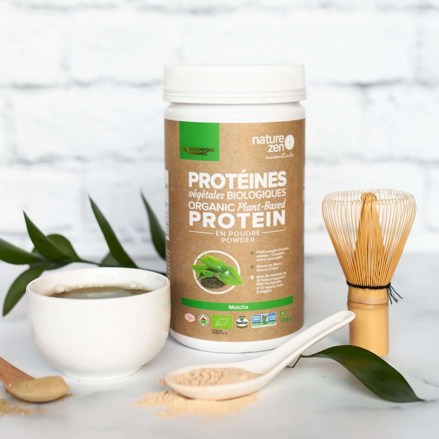 Nature Zen Essentials - Organic Plant-Based Matcha Protein Powder (454g) white kitchen