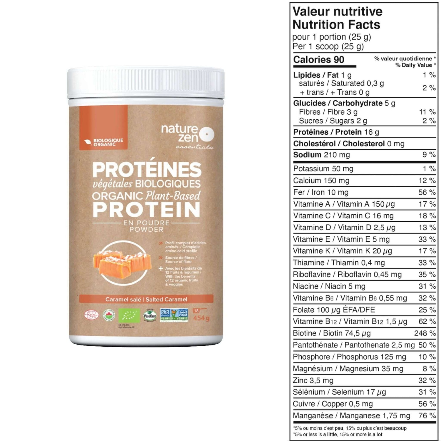 Nature Zen Essentials - Organic Plant-Based Salted Caramel Protein Powder (Nutrition facts)
