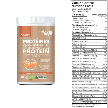Nature Zen Essentials - Organic Plant-Based Salted Caramel Protein Powder (Nutrition facts)