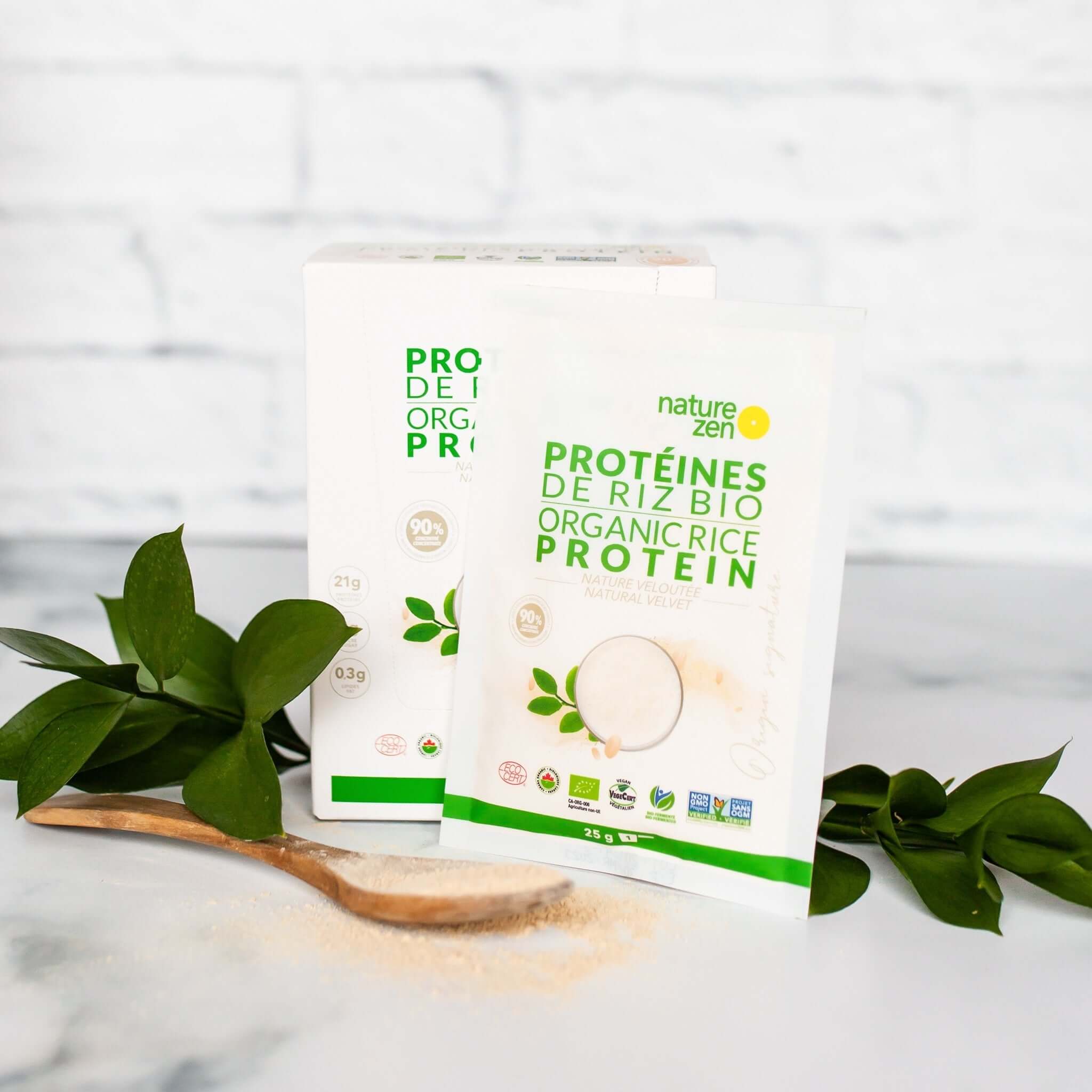 Nature Zen Origin - Organic Rice Protein Powder - Natural Velvet (green leaf)