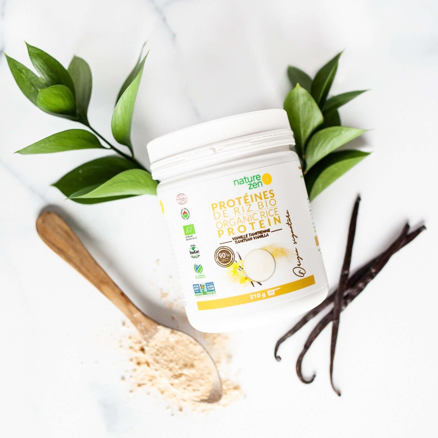 Nature Zen Origin - Organic Rice Protein Powder - Tahitian Vanilla (454g) spoon